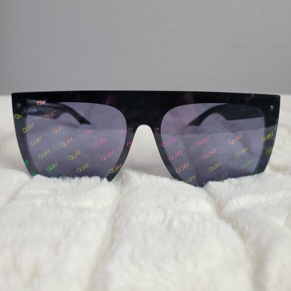 QUAY // ltd ed jlo collab rimless smoke lens rainbow watermark shield sunglasses - Picture 6 of 15